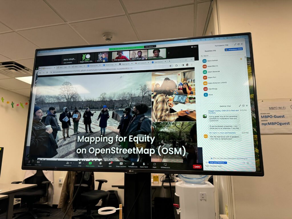 Photo of our big screen showing Dimitri's presentation