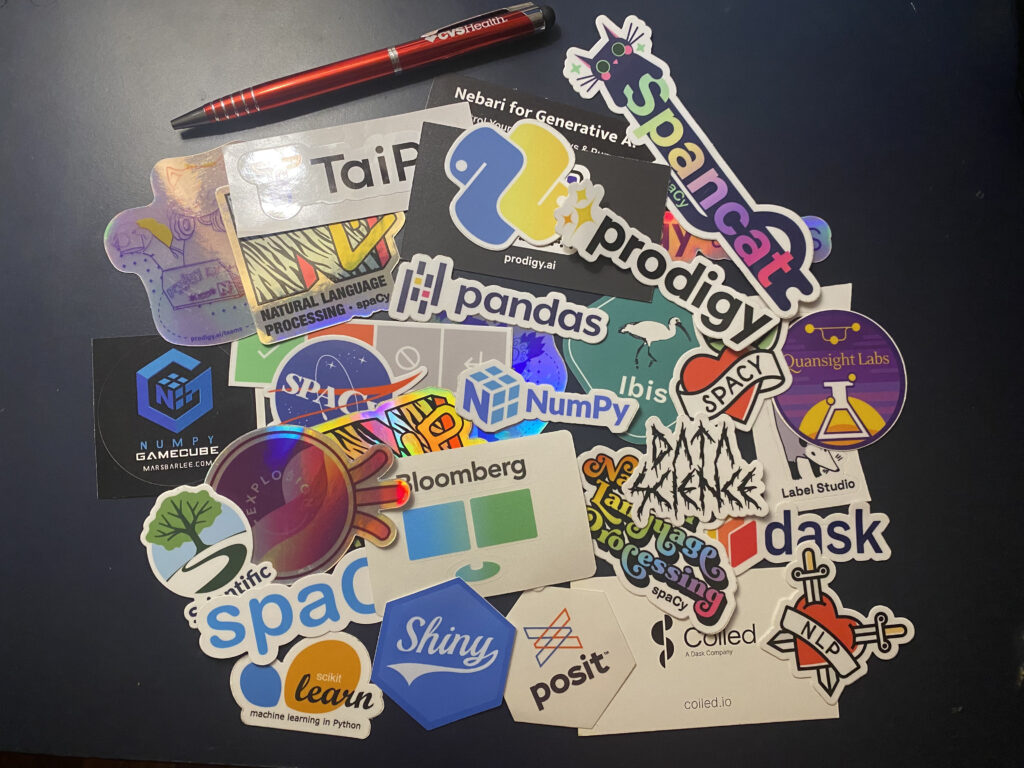 Data science stickers handed out at PyData NYC 2023