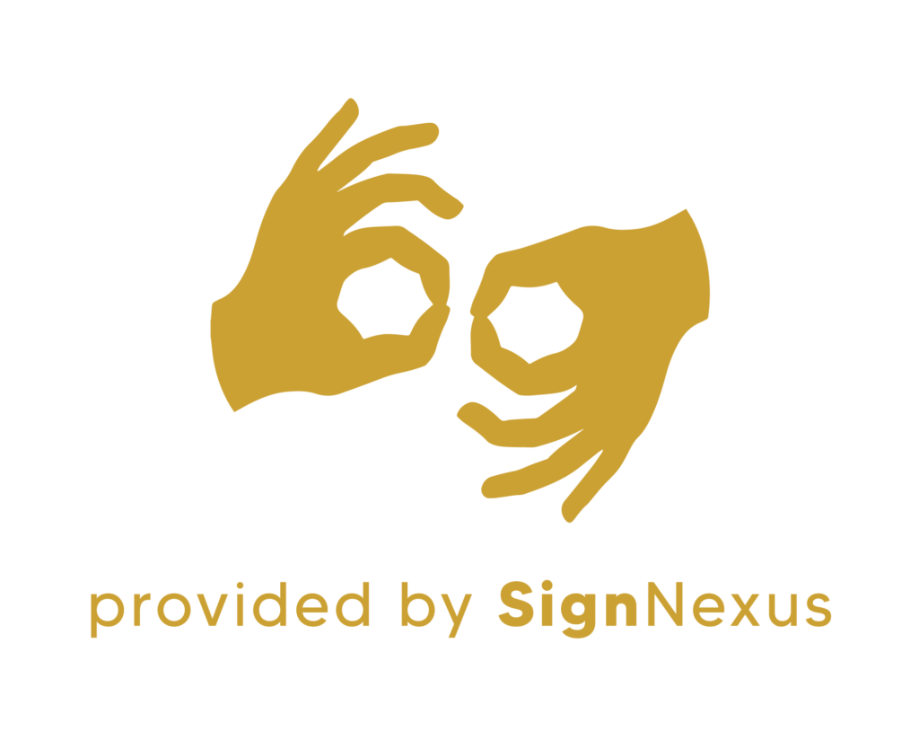 Gold interpreting logo for Sign Nexus.