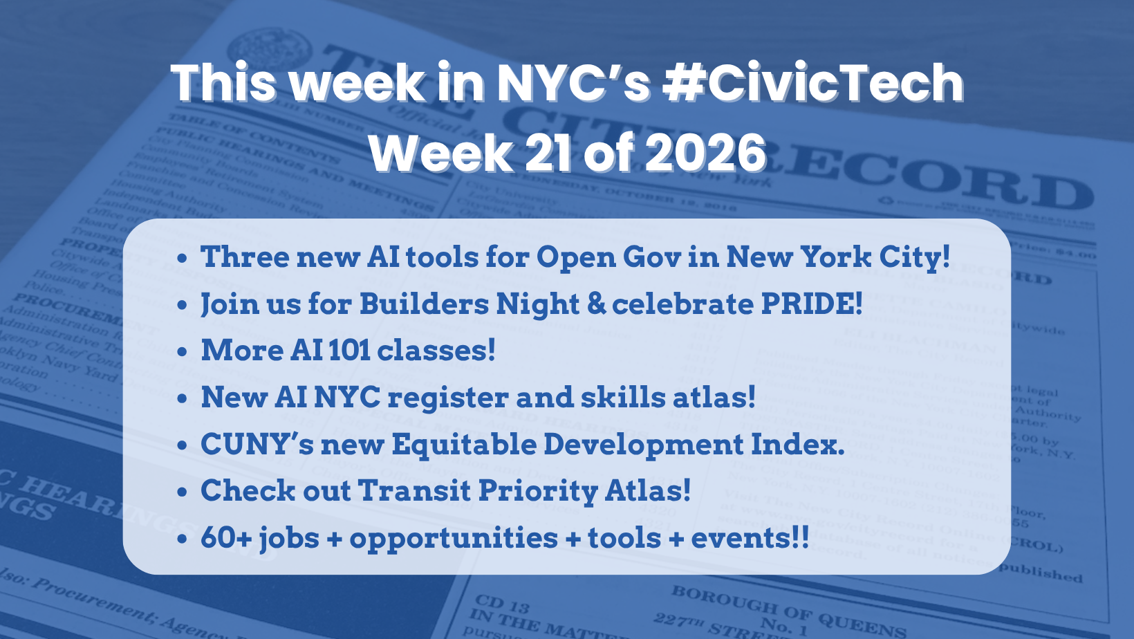 This week in NYC #civictech – May 22, 2026