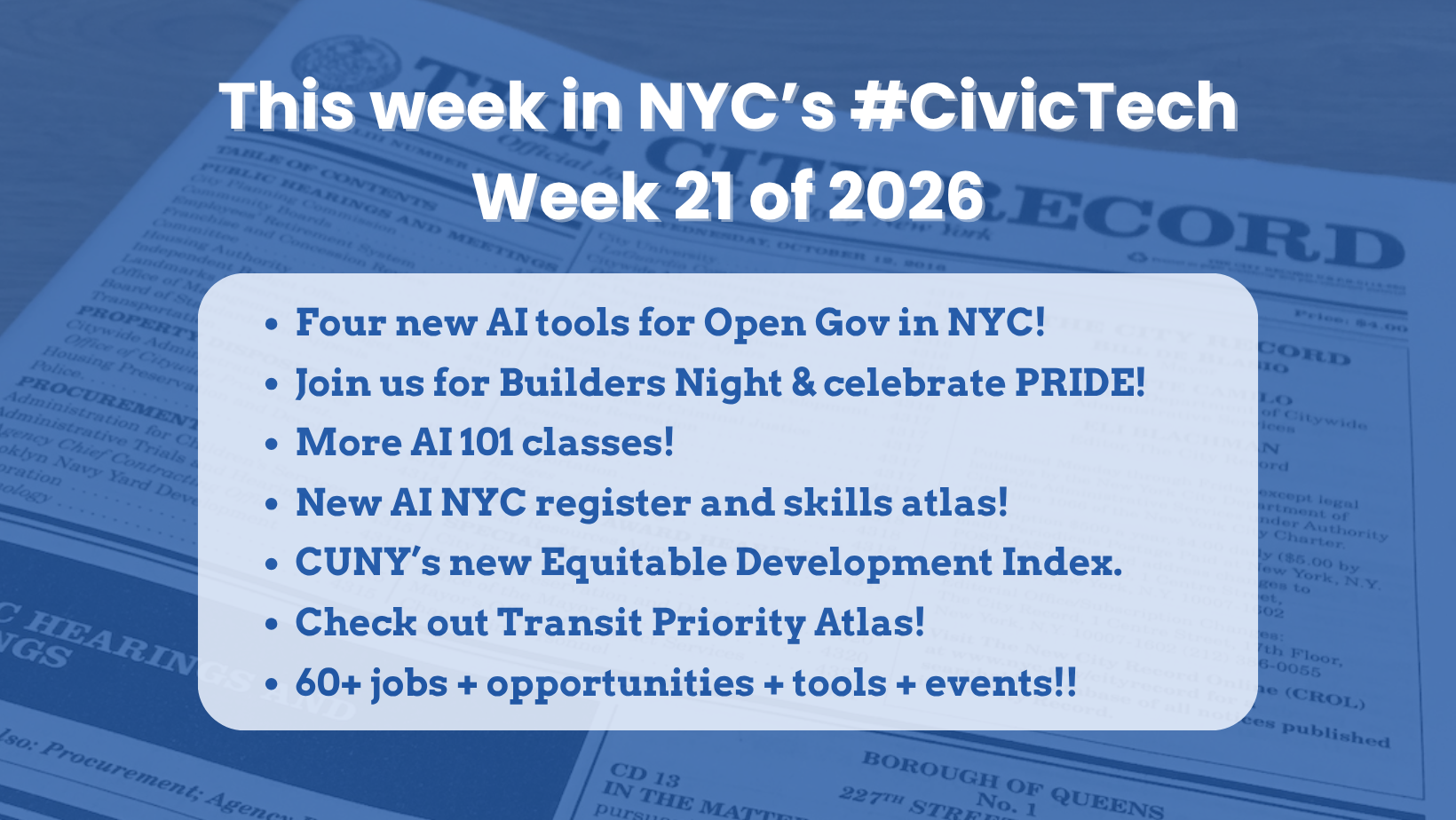 This week in NYC #civictech – May 22, 2026