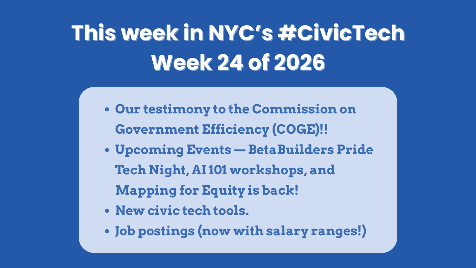 This week in NYC’s #CivicTech – June 12, 2026