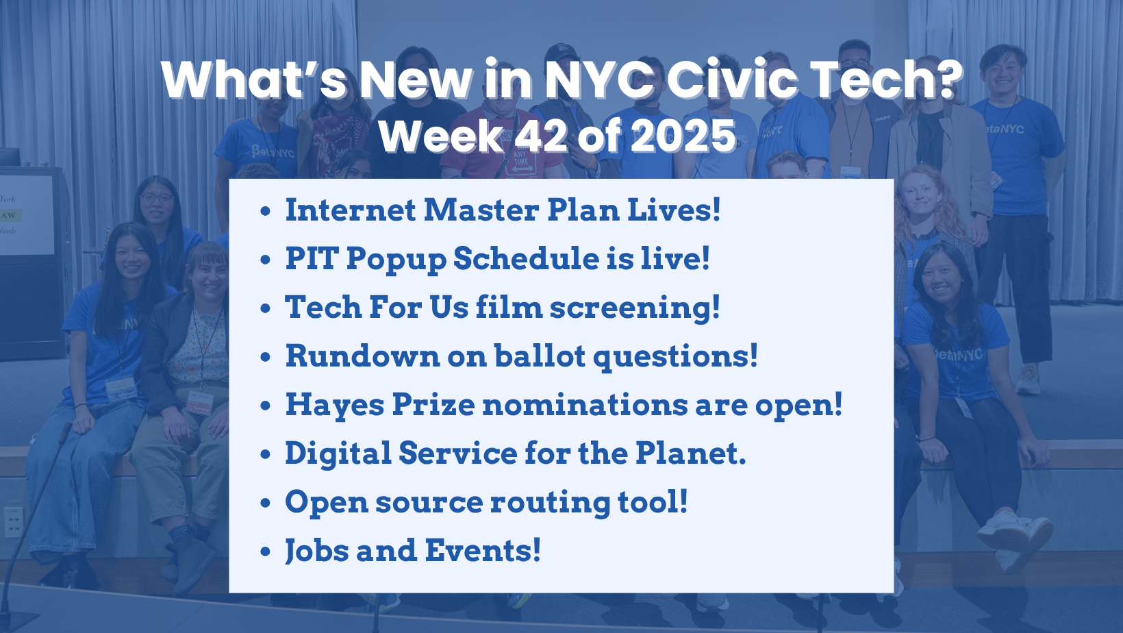 What’s New in NYC Civic Tech – October 17, 2025