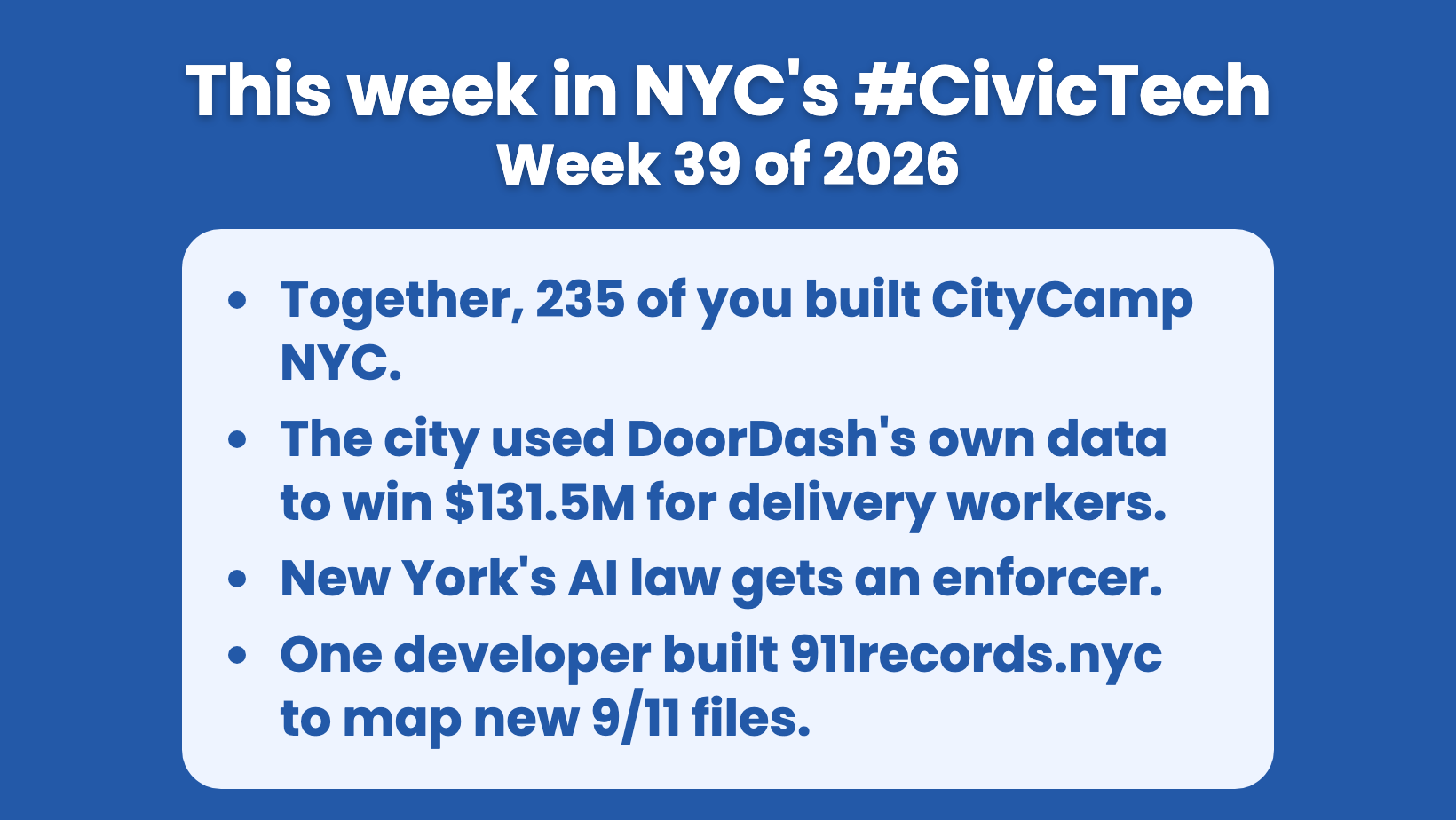This week in NYC’s #CivicTech – September 24, 2026