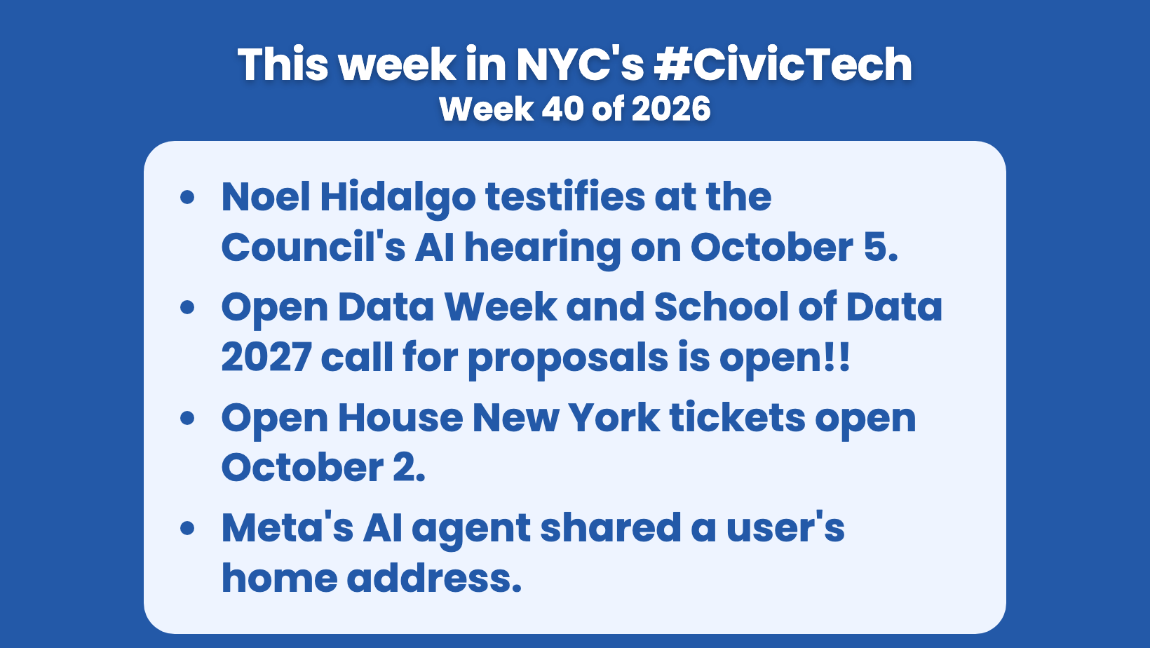 This week in NYC’s #CivicTech – October 1, 2026