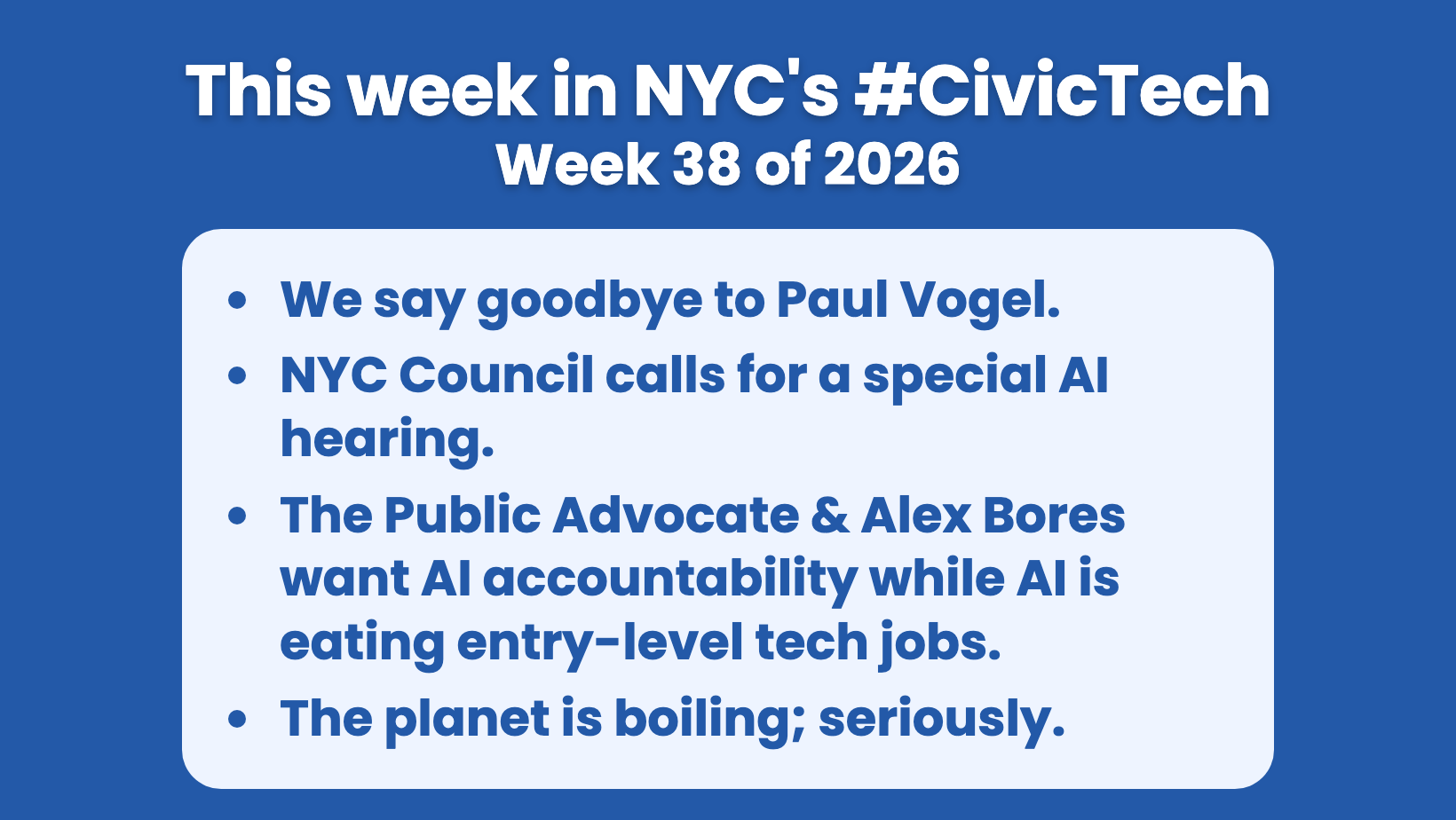 This week in NYC’s #CivicTech – September 17, 2026
